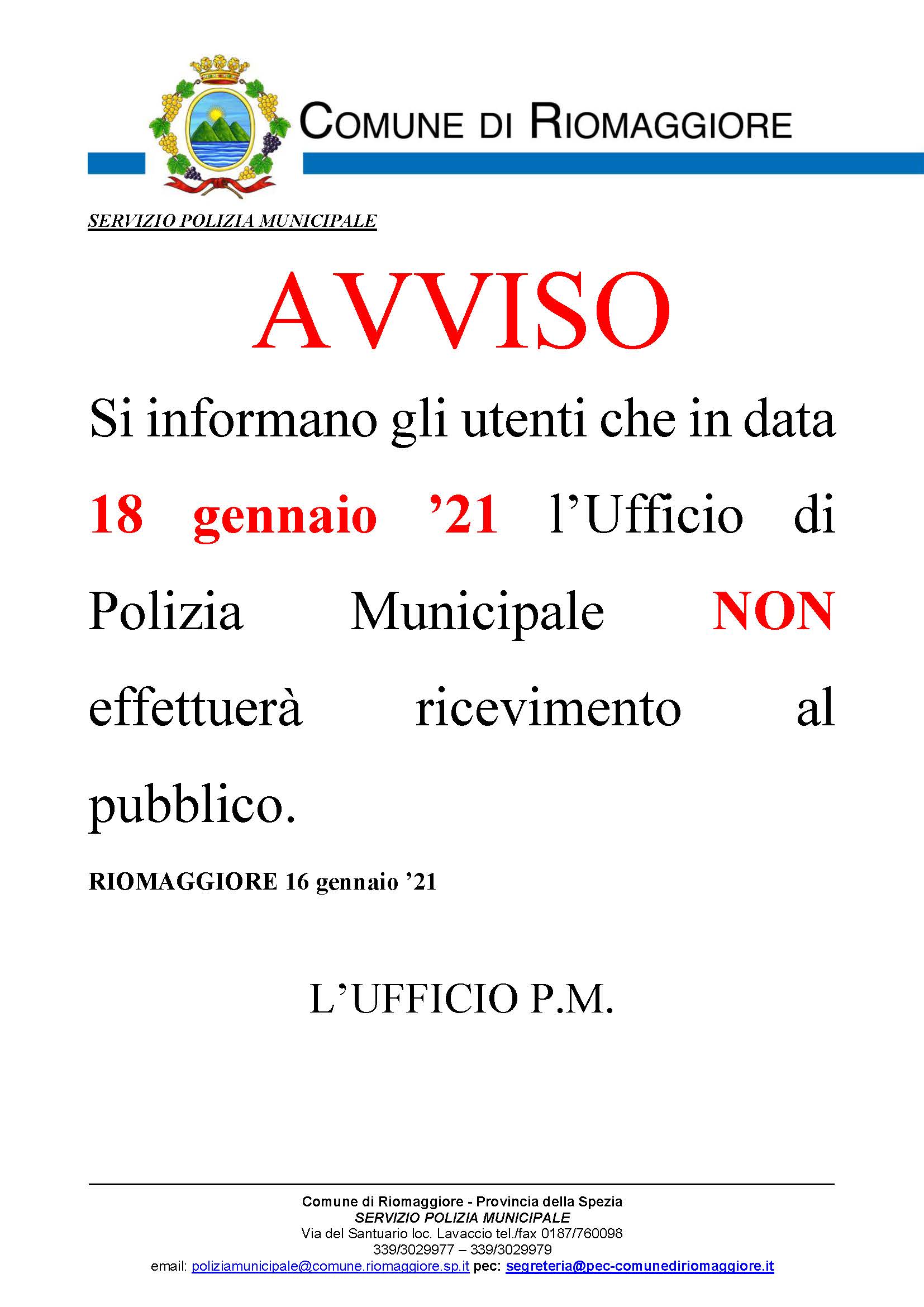 no pubblico il 18.01.2021