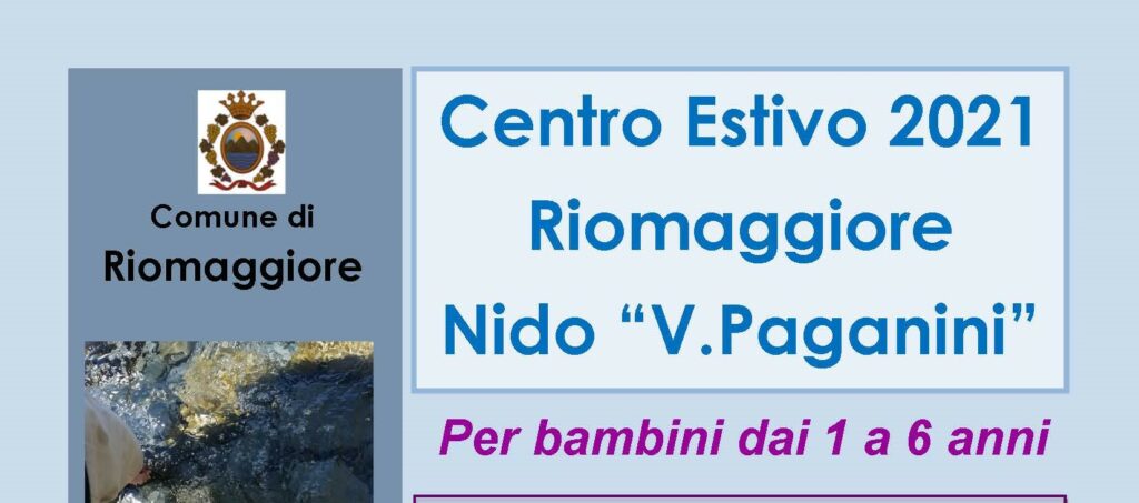 CENTRO ESTIVO 2021 RIOMAGGIORE – NIDO “V.PAGANINI”