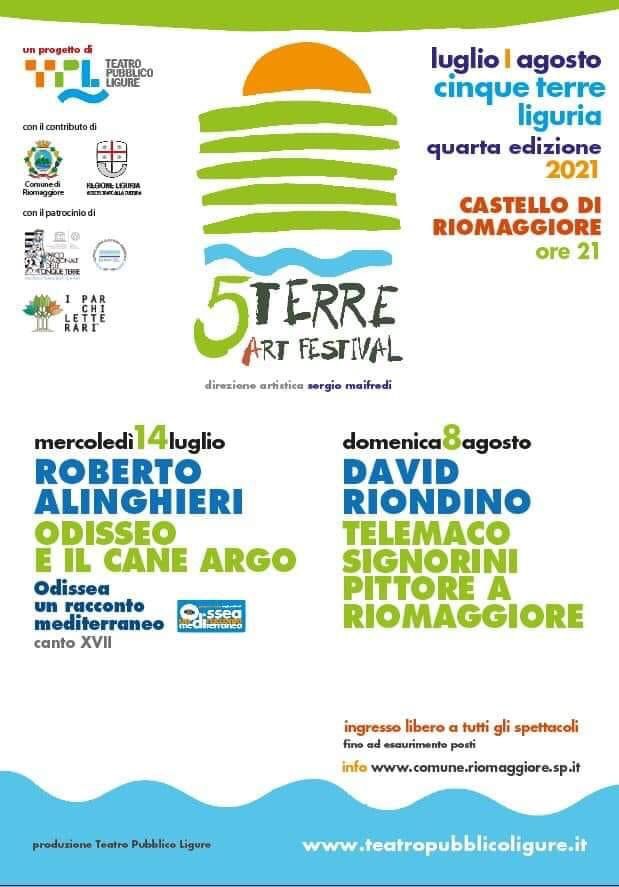 Catello di Riomaggiore – la nuova edizione del 5 Terre Art Festival, con Roberto Alinghieri in Odisseo e il cane Argo